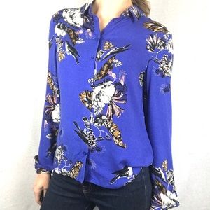 ASOS VILA floral bird print button down top